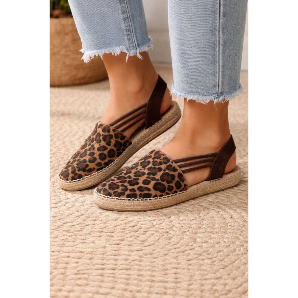 Picon leopard print calf hair espadrille sandals made Spain Size 9 Resort Wear